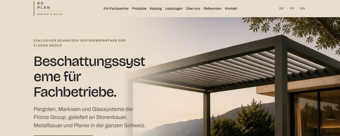 Neue Startseite von KO PLAN, gebaut von Lorino Co.