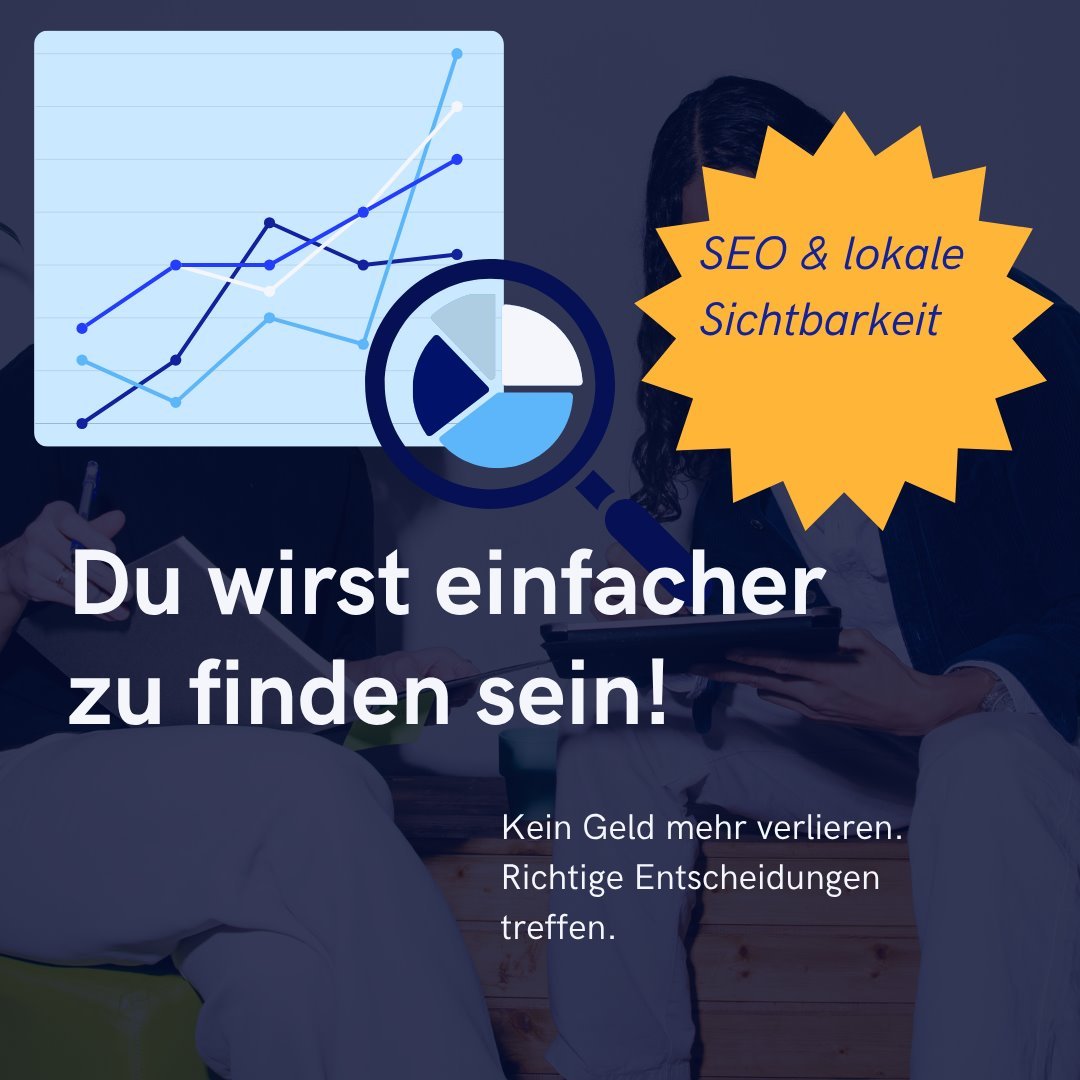 Grafik zu lokaler SEO-Sichtbarkeit in der Region Luzern: Diagramm mit steigenden Kurven und Lupe